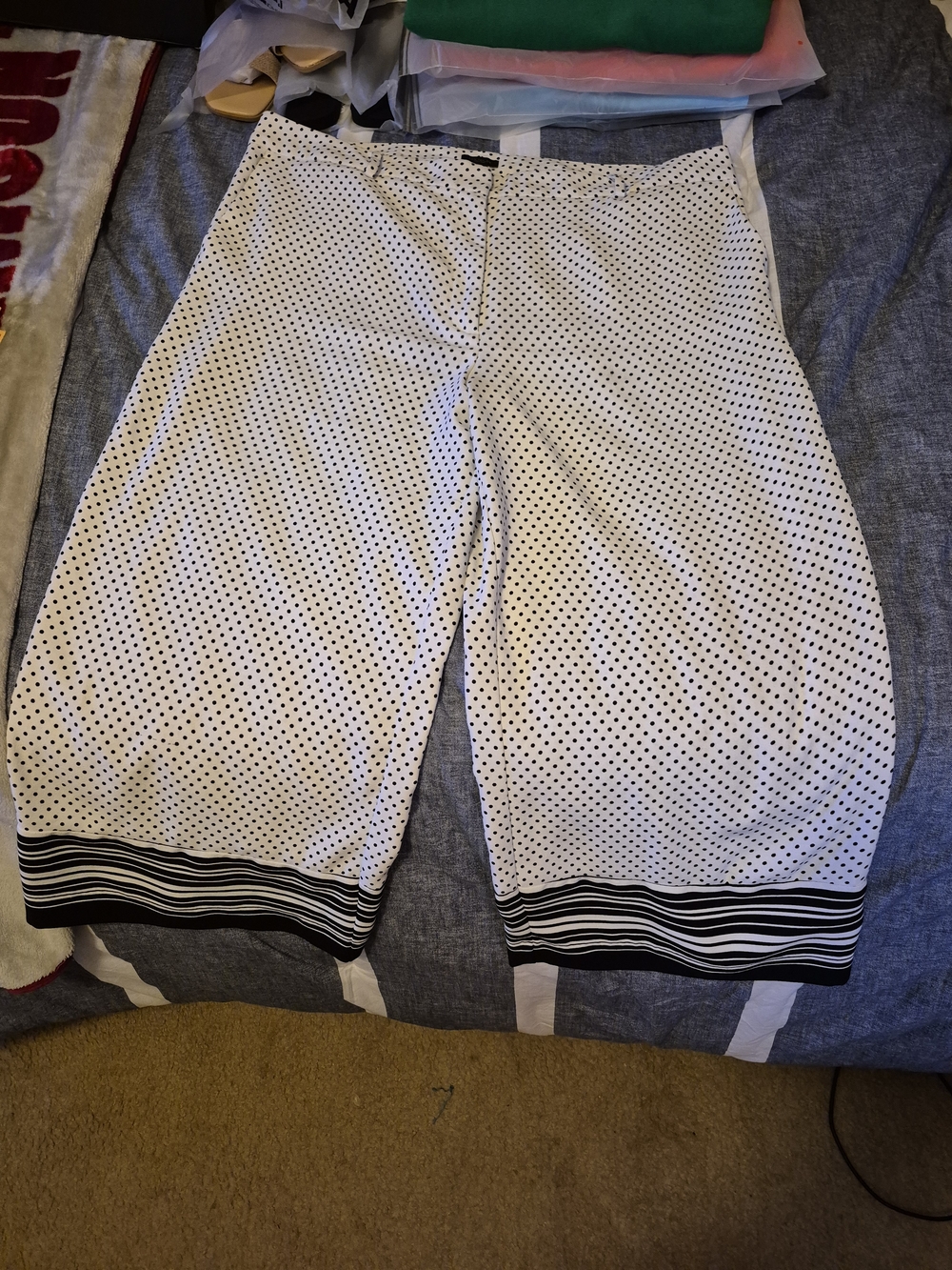 Ann Taylor Factory White and Black Polka Dot Pants